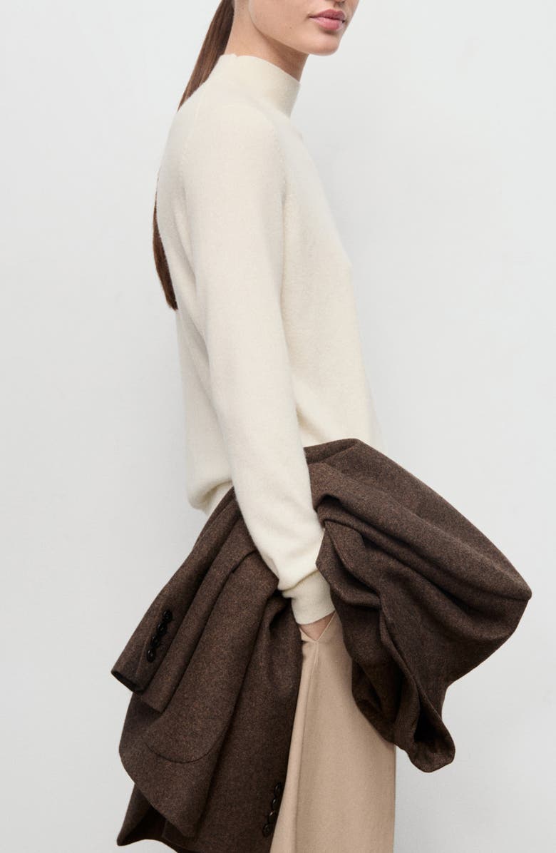 MANGO Mock Neck Cashmere Sweater, Alternate, color, Ecru