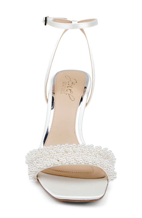 Jewel Badgley Mischka Noah Embellished Ankle Strap Sandal In Ivory Satin