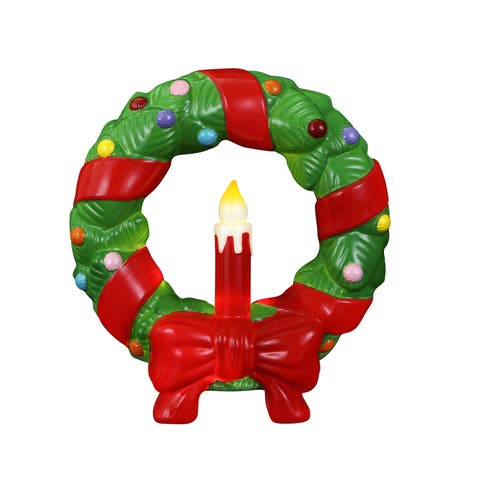 12 in. Blow Mold Wreath - Green