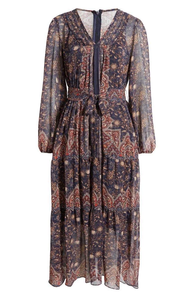 Julia Jordan Paisley Print Long Sleeve Chiffon Dress, Alternate, color,