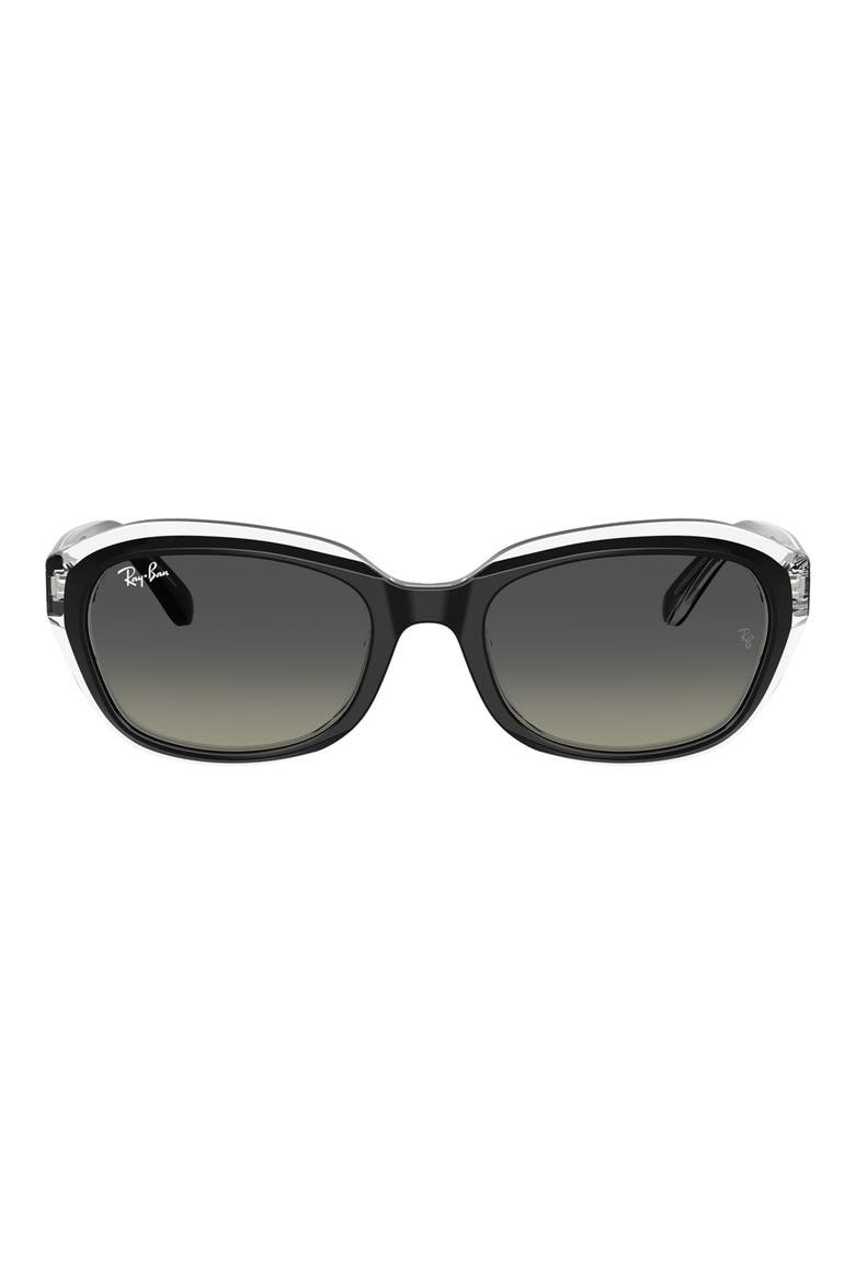 Kids' 48mm Irregular Sunglasses, Main, color, BLACK ON TRANSPARENT / GREY