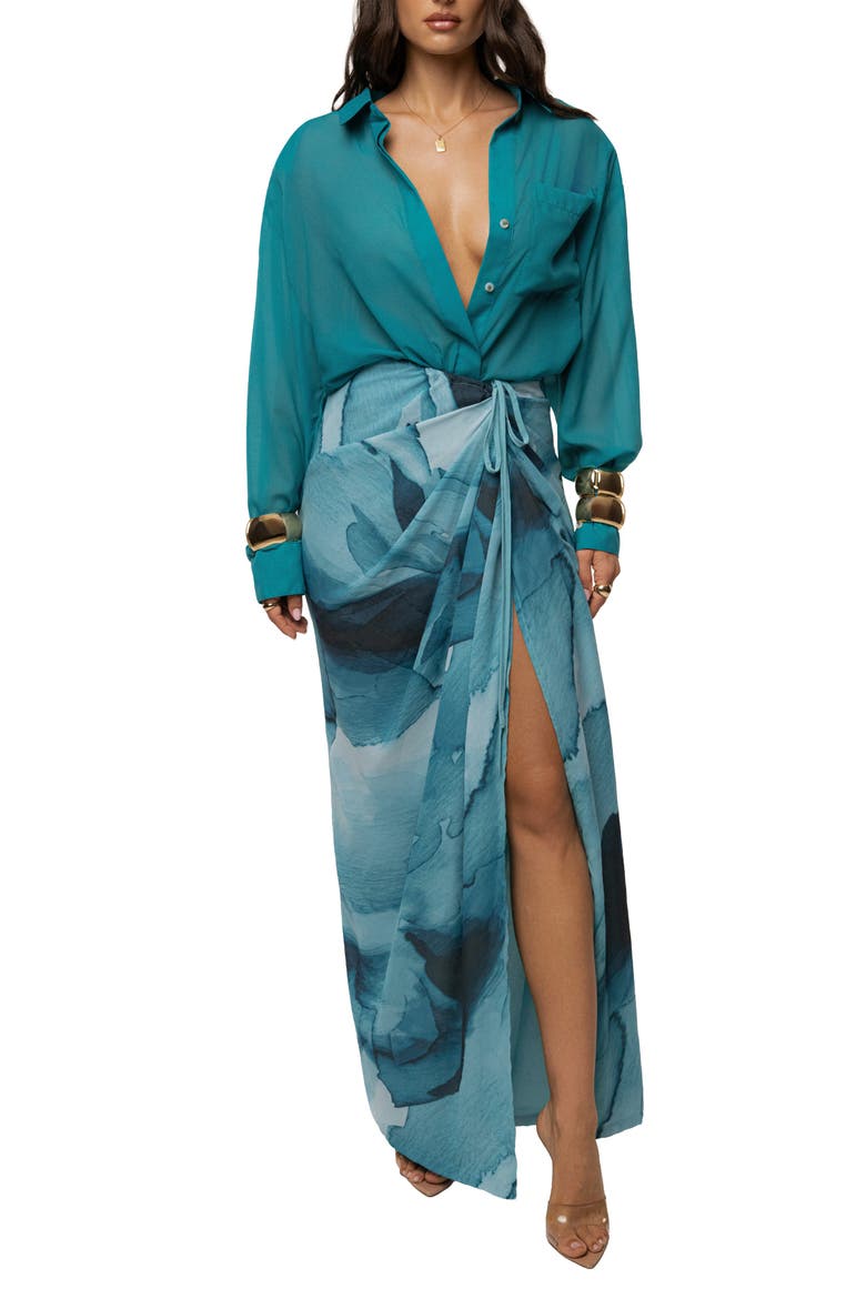 Fierce Form Button-Down Shirt, Main, color, Aqua