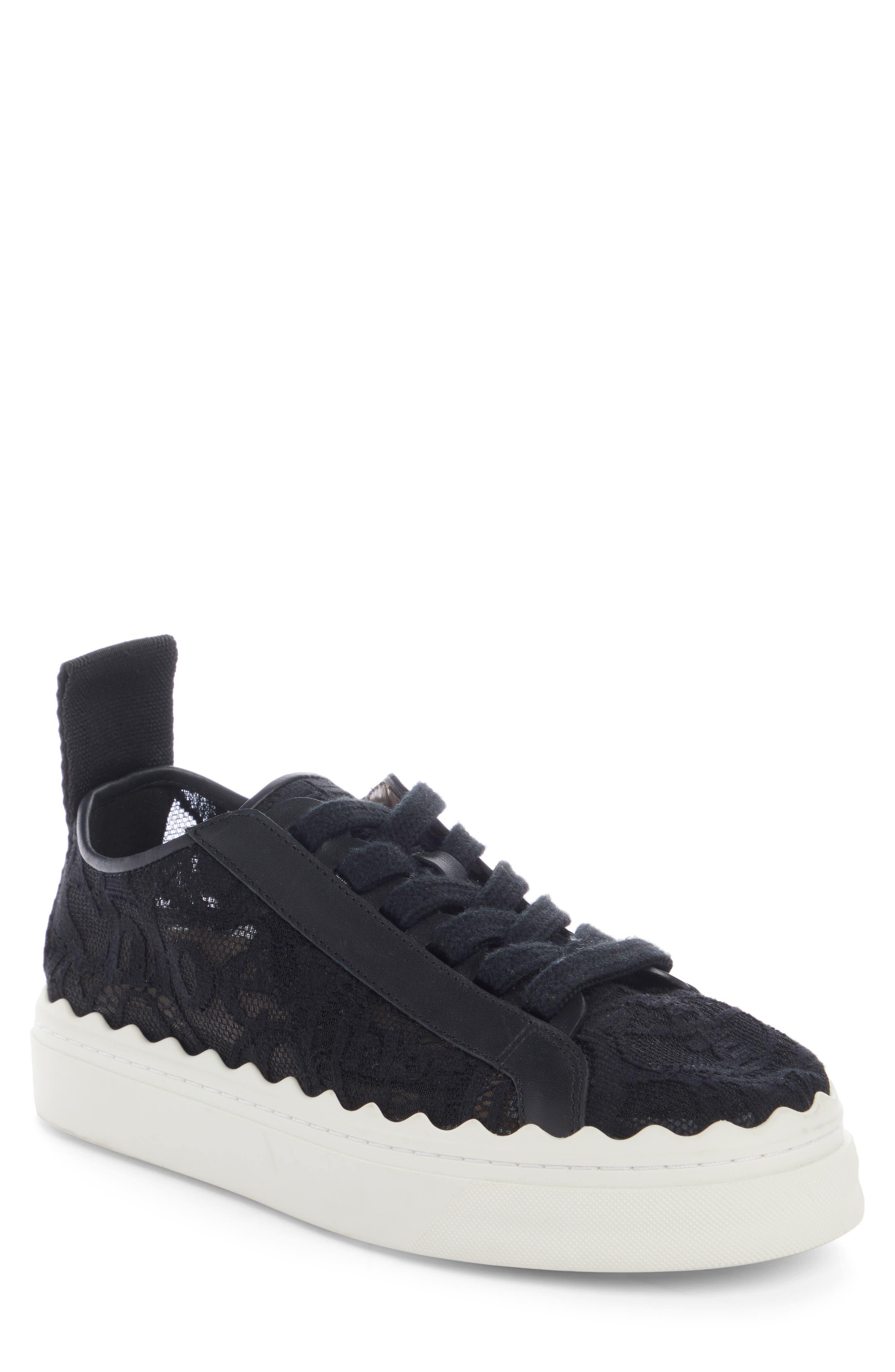 Chloé Lauren Logo Lace Platform Sneaker, Main, color, 