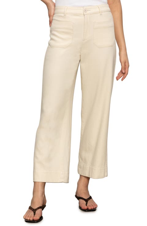 Soft Marine High Waist Wide Leg Crop Cotton Pants