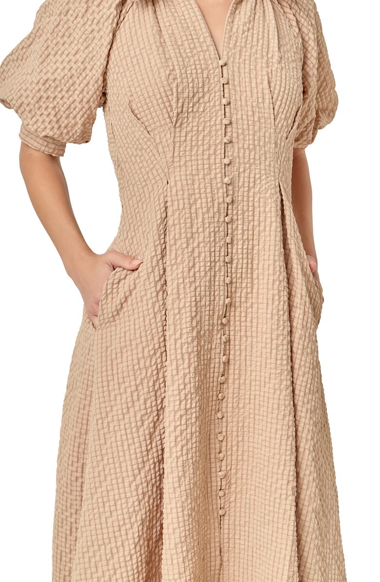 English Factory Button Front Maxi Dress, Alternate, color, Beige