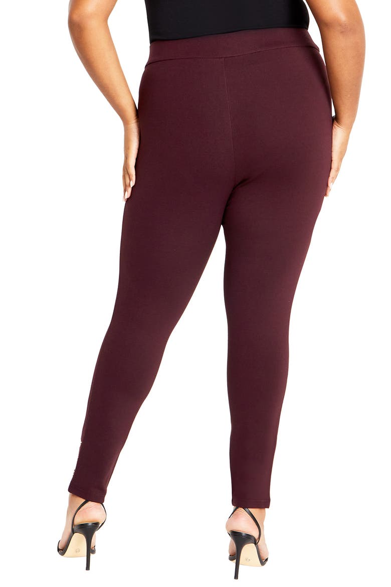 Edith Button Tab Skinny Pants, Alternate, color, RED