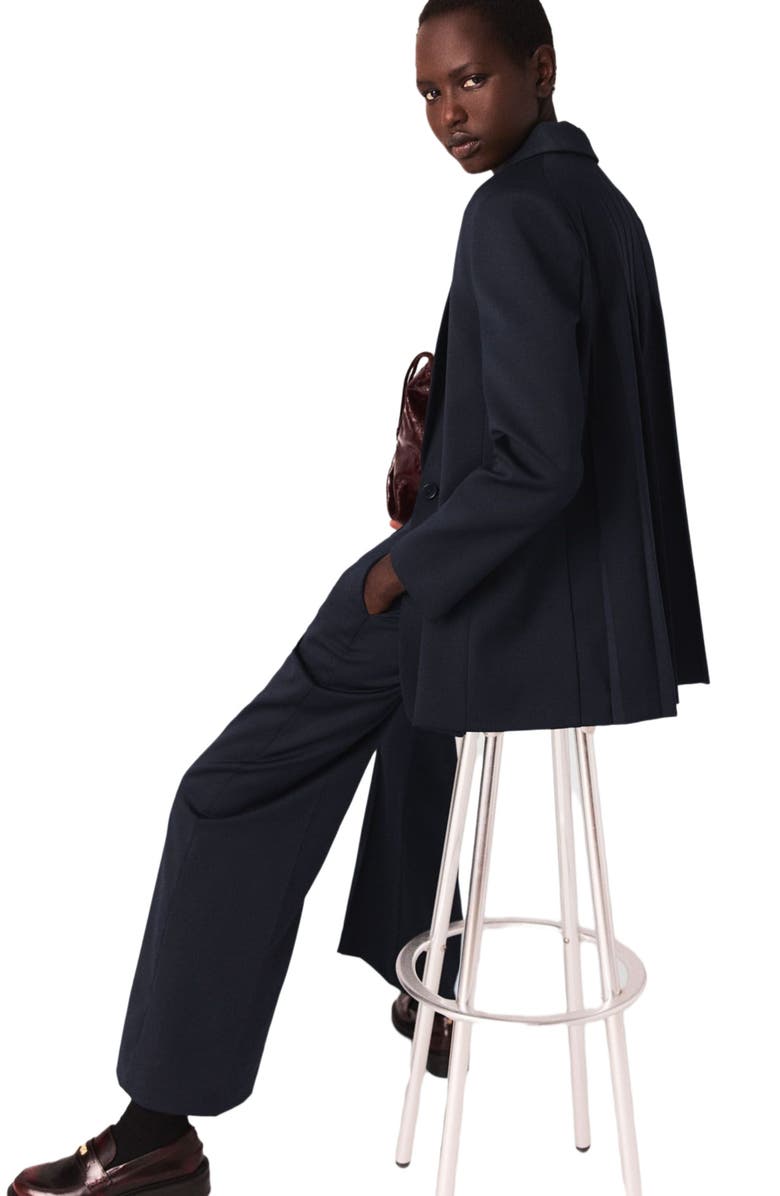 maje Suit jacket with pleated back, Alternate, color, Navy