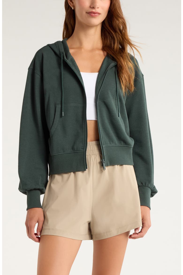 Go Easy Terry Zip Hoodie, Main, color, GREEN TIMBER