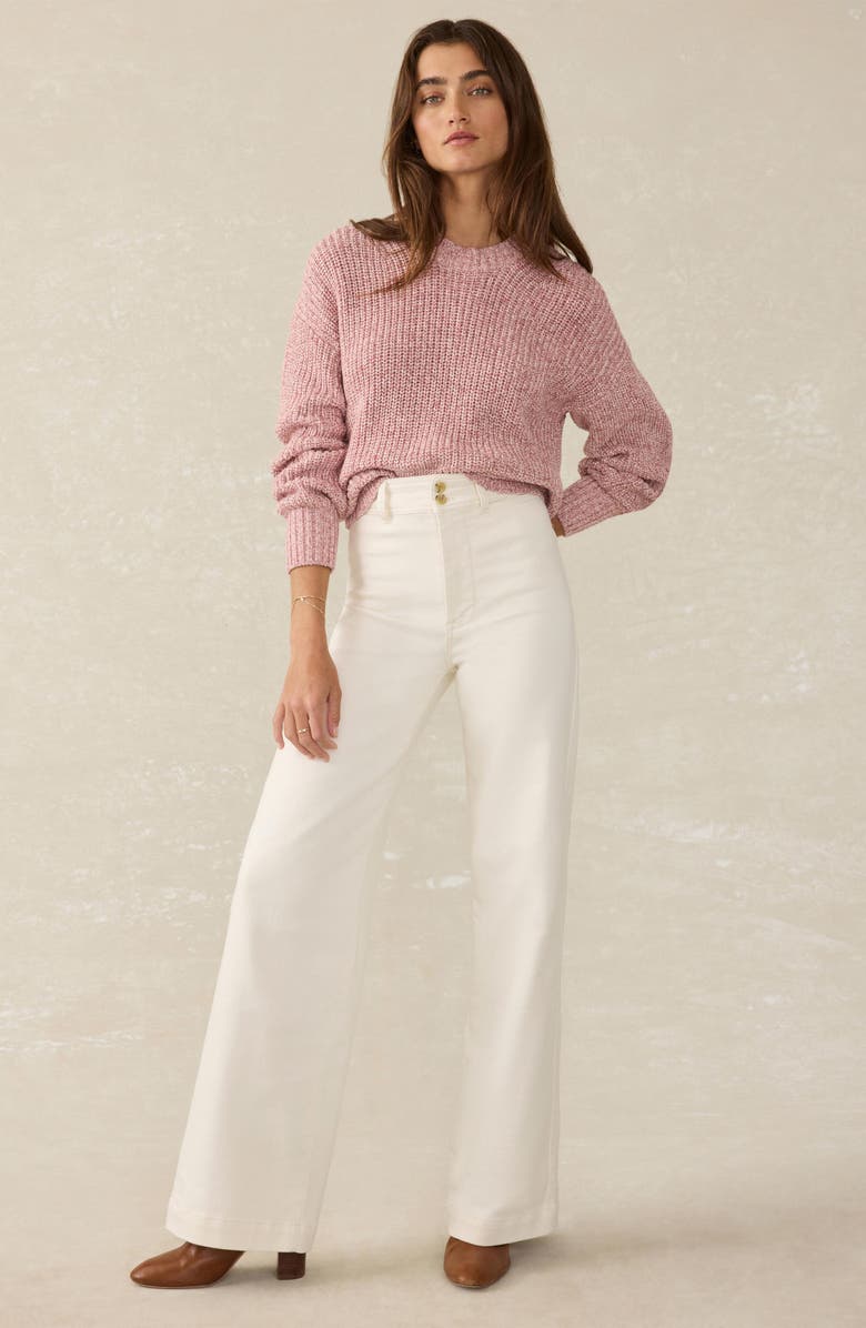 Faherty Terry Harbor High Waist Wide Leg Jeans, Alternate, color, Egret