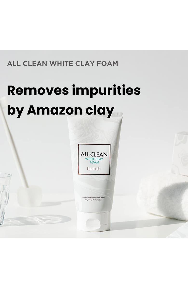 Heimish All Clean White Clay Foam-Deep Cleansing, Pore Minimizing, Blackhead Remover, 5.3oz/150g, Alternate, color, White