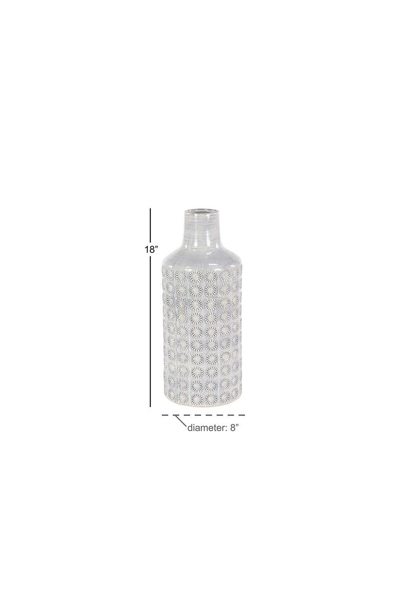 COSMO BY COSMOPOLITAN Large Round Blue & White French Country Rosette Ceramic Floor Vase, Alternate, color, 