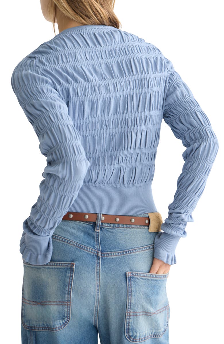 Scotch 
Soda Smocked Crewneck Cardigan, Alternate, color, Infinity