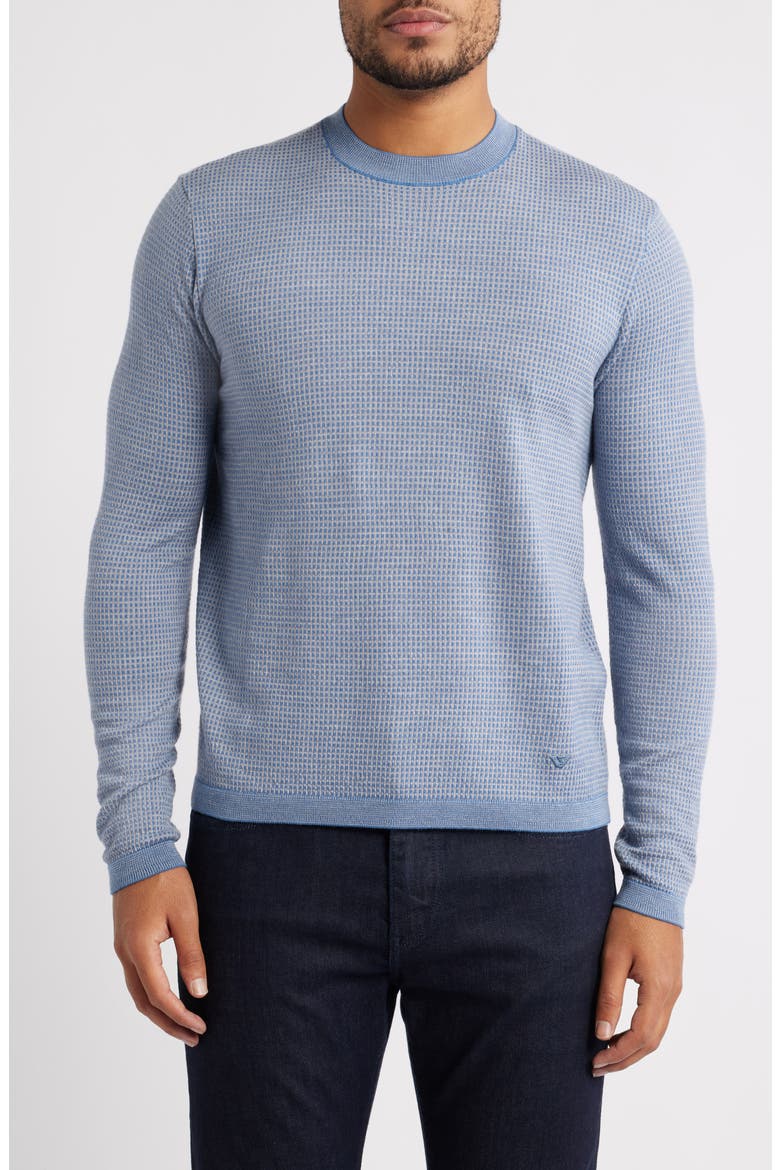 Geo Pattern Wool Sweater, Main, color, SOLID DARK BLUE