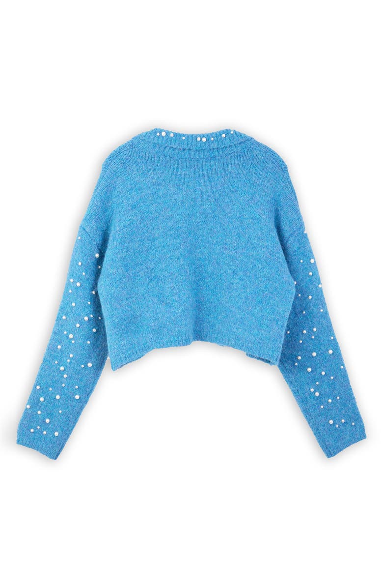 SAACHI Faux Pearl Bead Open Front Cardigan, Alternate, color, Blue