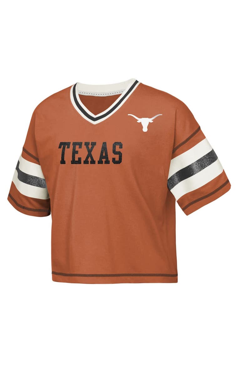 Girls Youth Outerstuff Texas Orange Texas Longhorns Gridiron Jersey V-Neck T-Shirt, Alternate, color, Burnt Orange