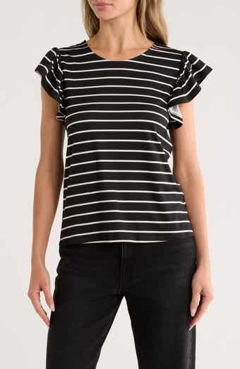 Bobeau Ruffle Sleeve Top