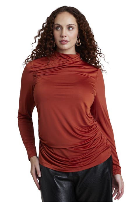 Draped High Neck Top (plus)