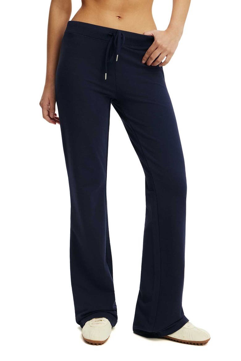 Women's Active Sculpt Fleece Bootleg Sweatpant, Alternate, color, Prep Sport Navy