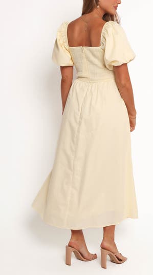 Clo Stripe Puff Sleeve Midi Dress