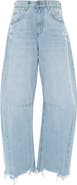 Bayeas Frayed Super High Waist Barrel Jeans