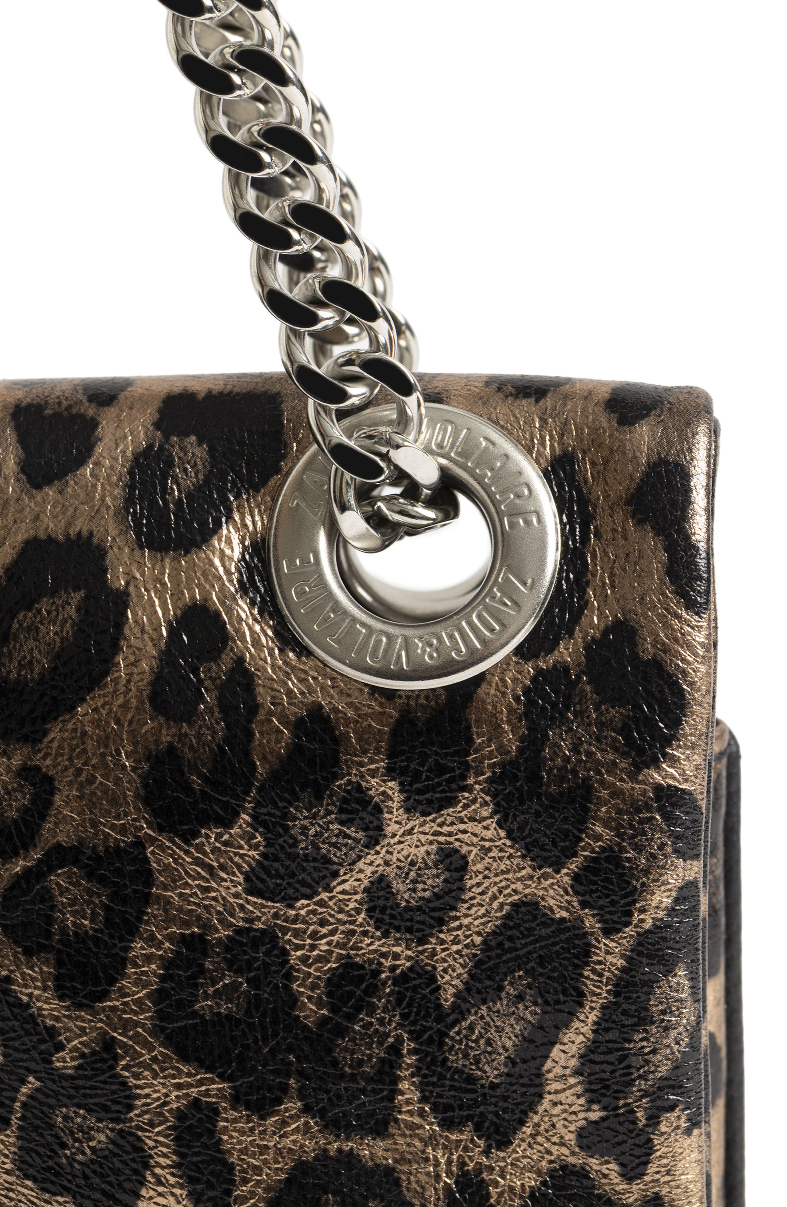 Zadig 
Voltaire Rock II Metallic Leather Shoulder Bag, Alternate, color, Silver