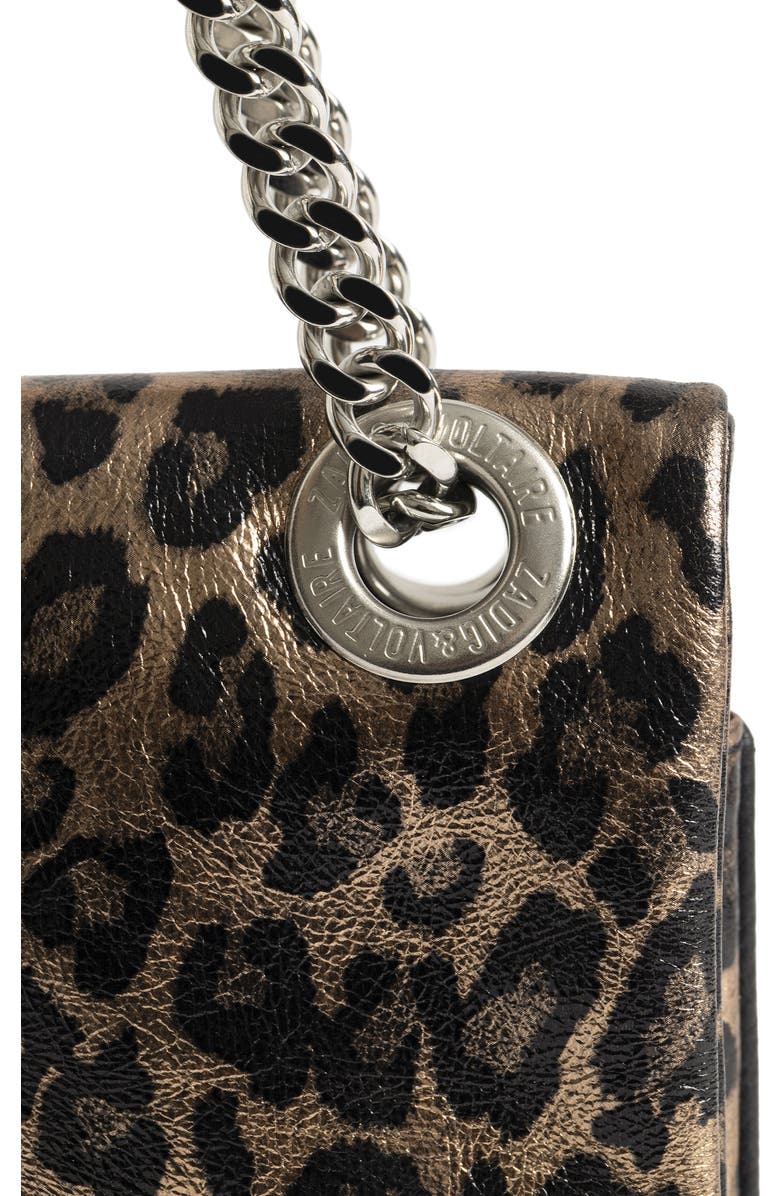 Zadig & Voltaire Rock II Metallic Leather Shoulder Bag, Alternate, color, Silver