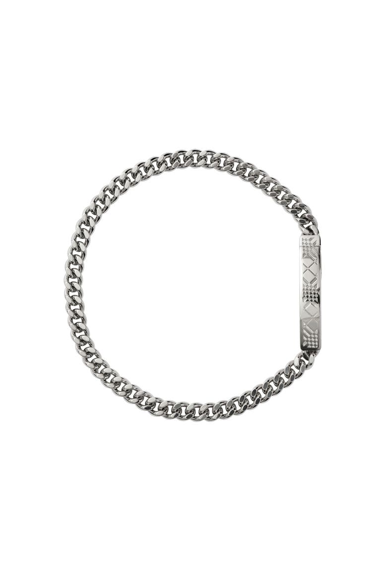 Engraved Check Chain Bracelet, Main, color, Silver
