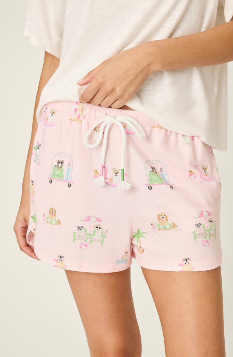 PJ Salvage Pupcation Palms Pajama Shorts, Alternate, color, Light Pink