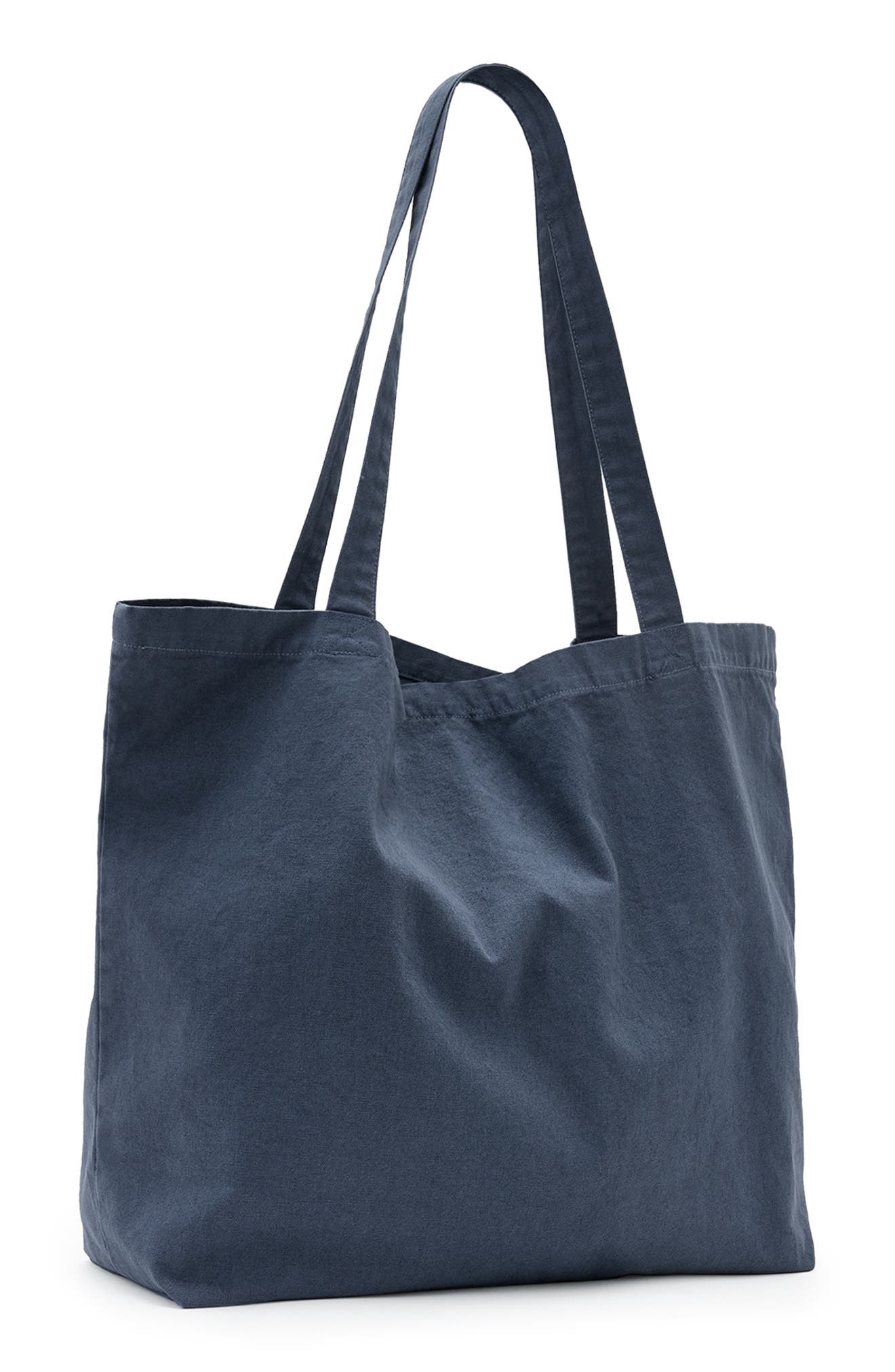 AllSaints Orlando Logo Canvas Tote, Alternate, color, Cove Blue