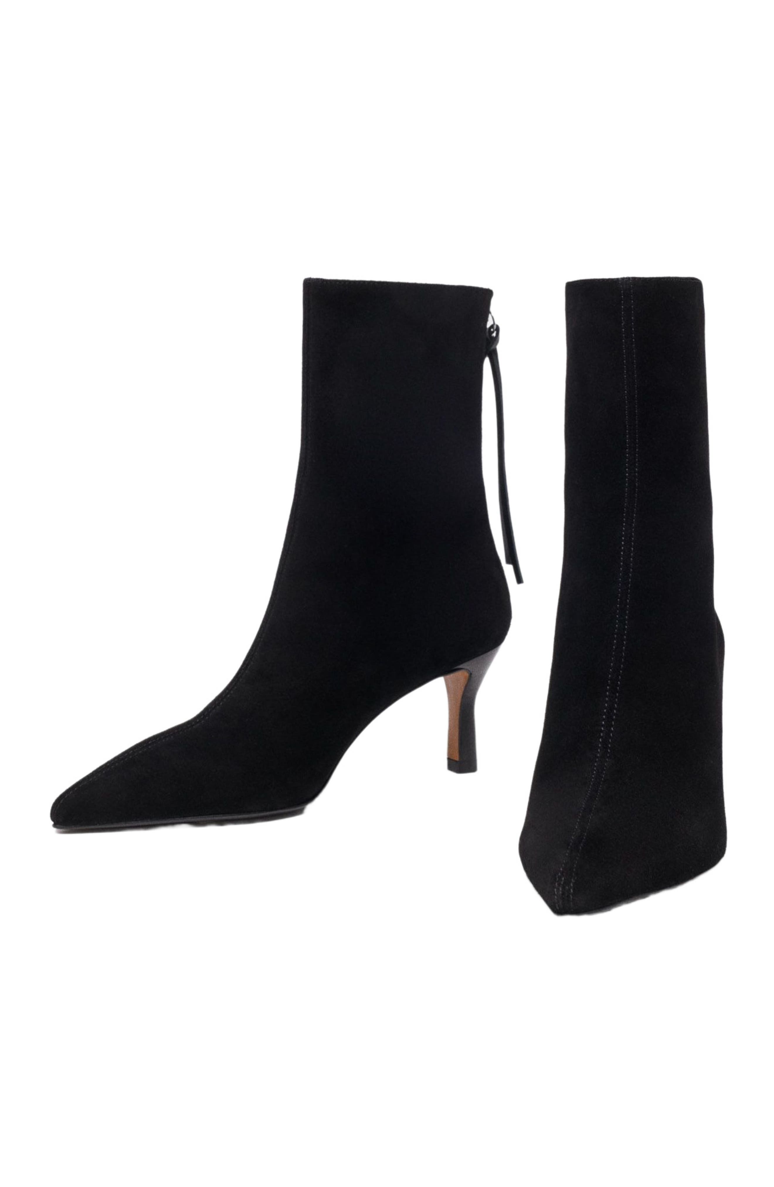 Pointed-toe suede ankle boots, Alternate, color, Black