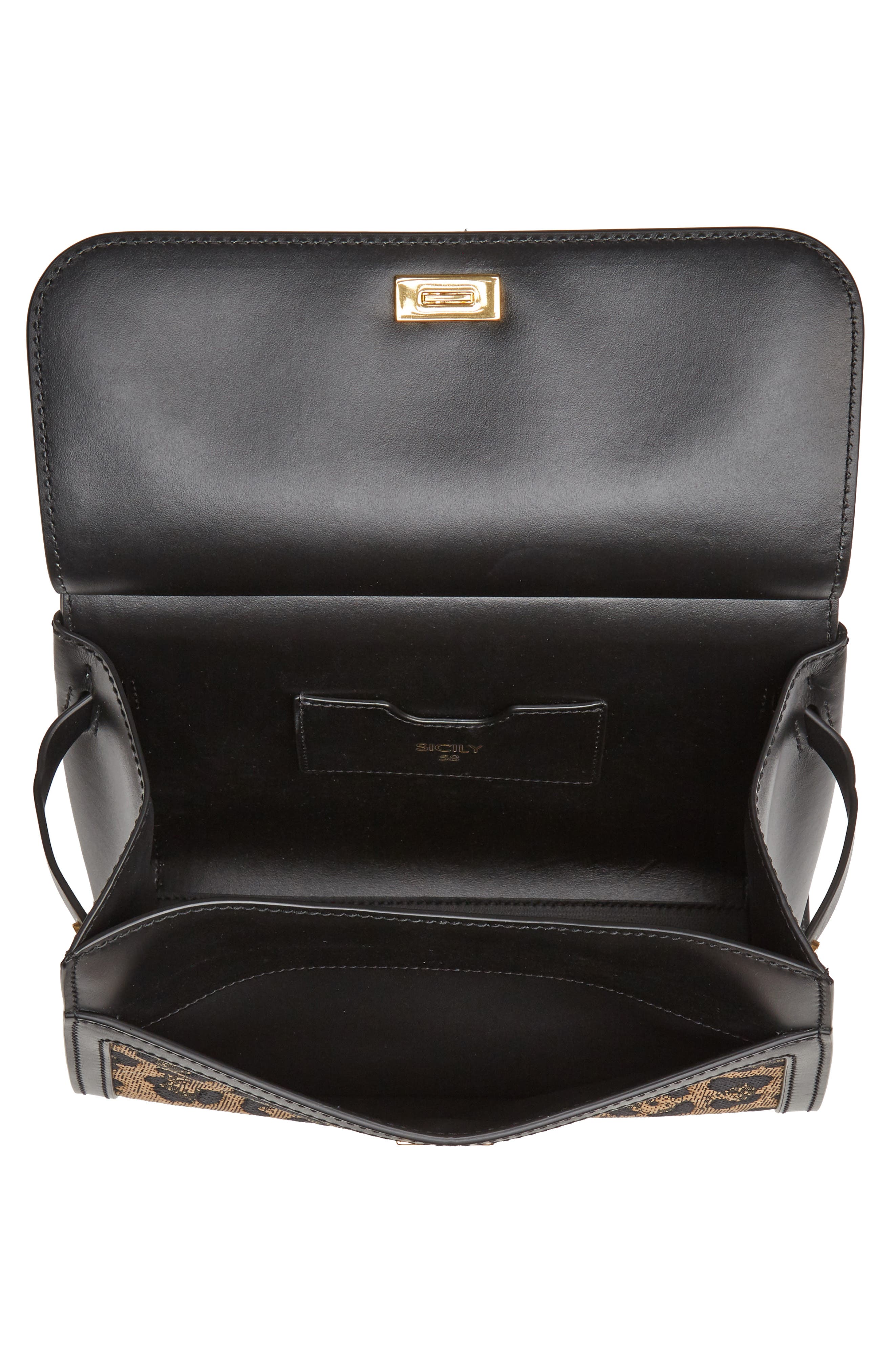 Dolce&Gabbana Sicily 58 Leopard Pattern & Leather Satchel, Alternate, color, 