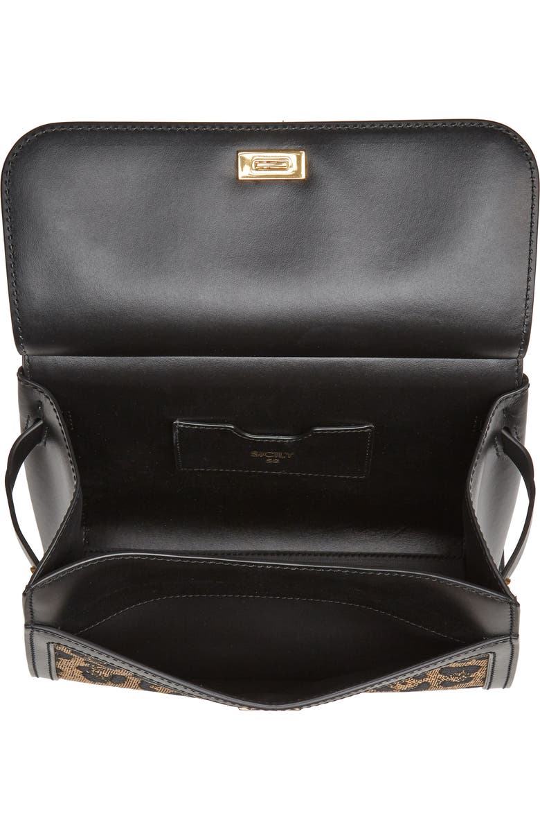 Dolce&Gabbana Sicily 58 Leopard Pattern & Leather Satchel, Alternate, color,