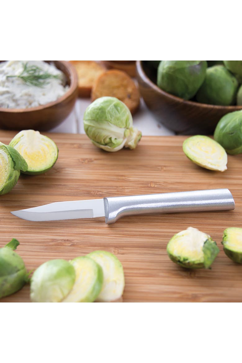 Cutlery 2.5-Inch Peeling Paring Knife Set of 3 & Quick Edge Knife Sharpener, Alternate, color, Silver