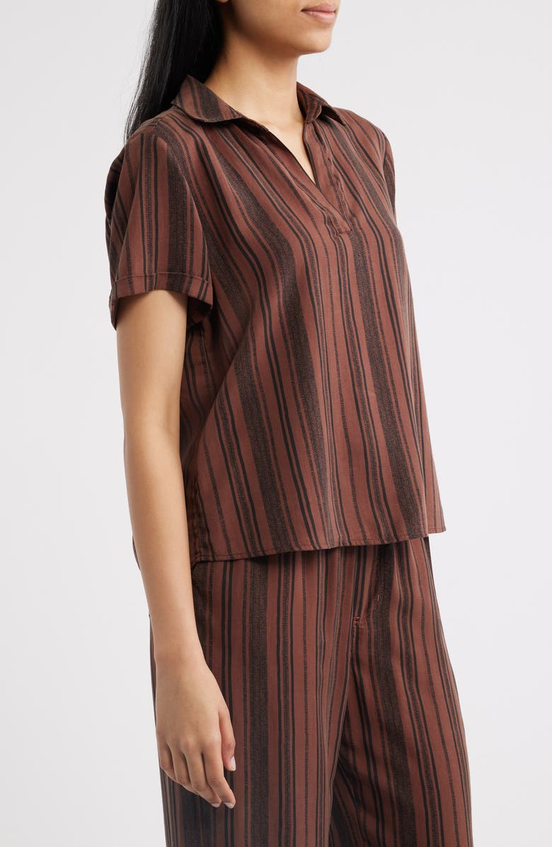 Cloth & Stone Collared Stripe Short Sleeve Shirt, Alternate, color, Sunset Truffle