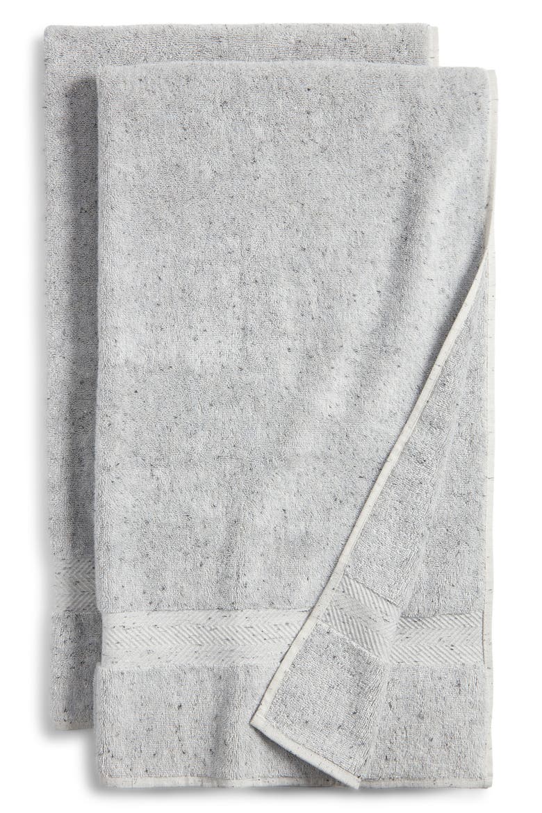 Speckle Set of Two Cotton Bath Towels, Main, color, GREY VAPOR MULTI