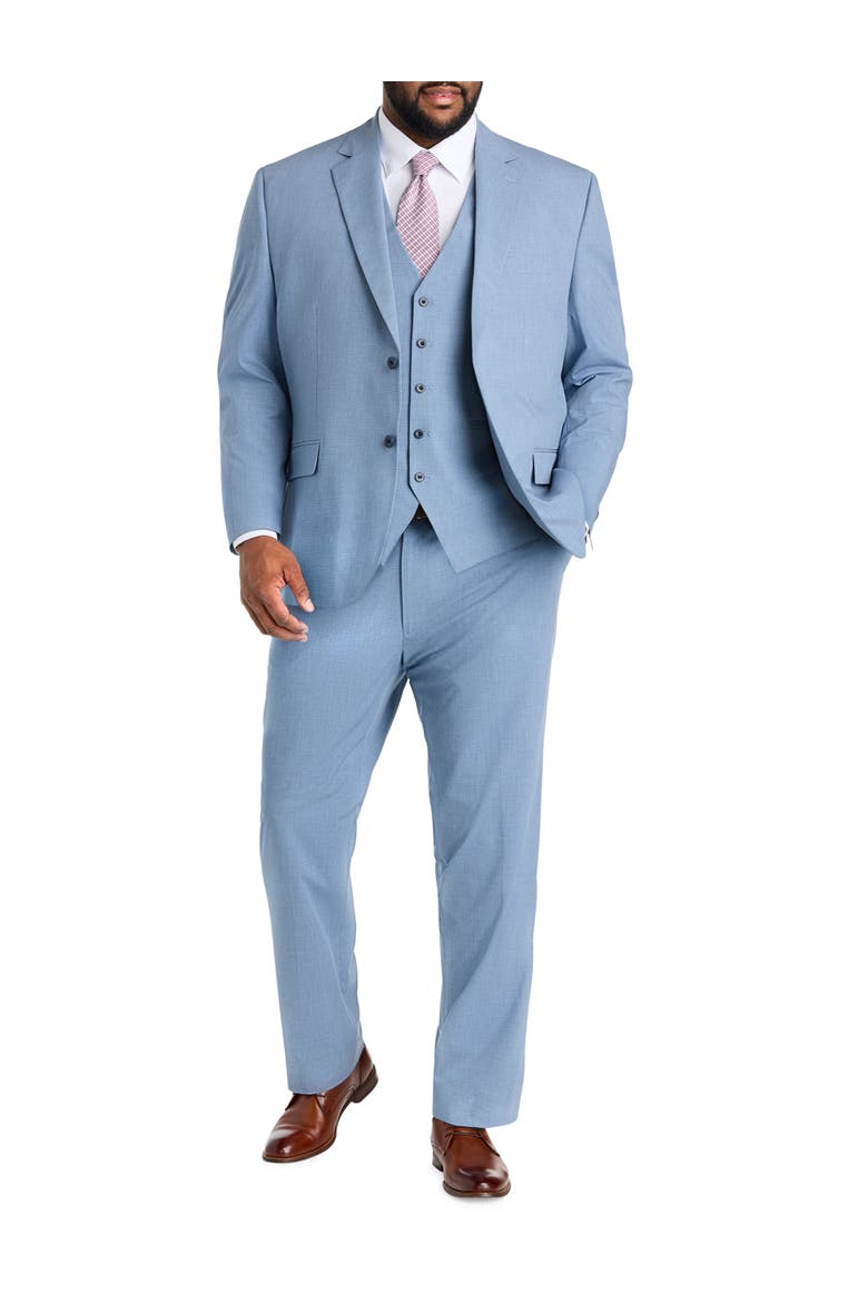 Big & Tall Waist-Relaxer Micro Check Suit Pants, Alternate, color, BLUE