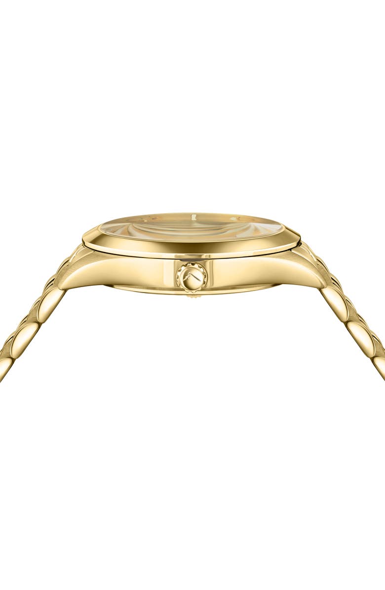 FERRAGAMO Gold Dial Bracelet Strap Watch, 42mm, Alternate, color, Gold