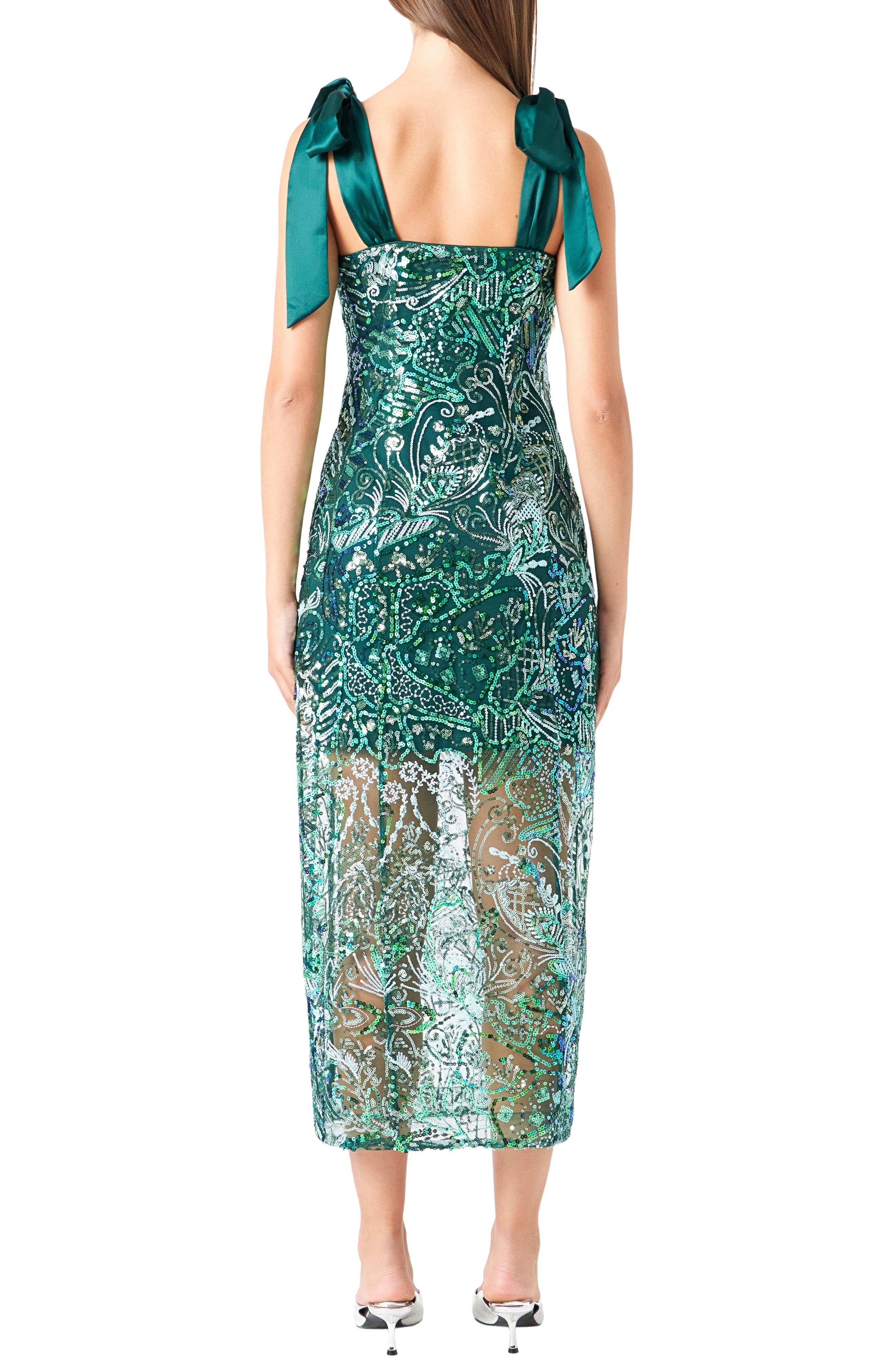 Sequin Tie Shoulder Cocktail Dress - image 2