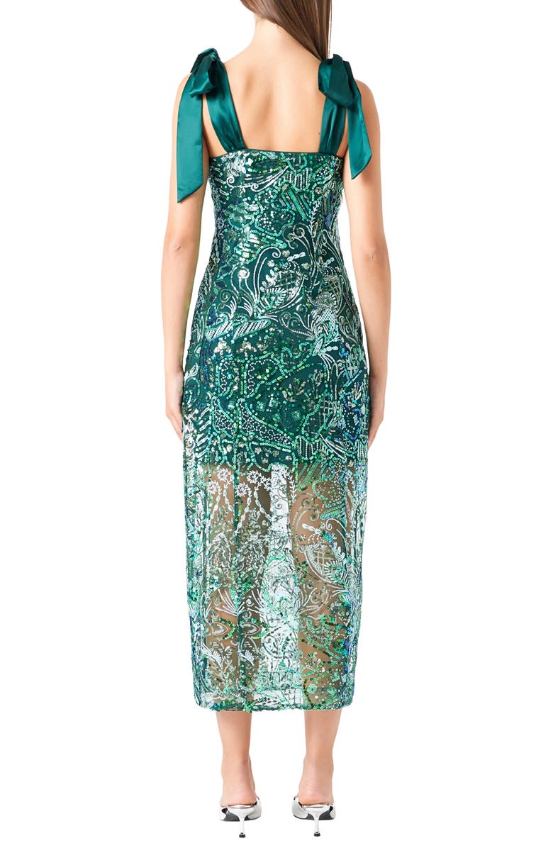 Endless Rose Sequin Tie Shoulder Cocktail Dress, Alternate, color, Green