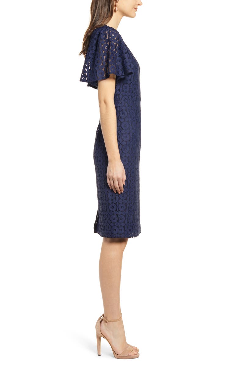 Rachel Parcell Flutter Sleeve Lace Sheath Dress, Alternate, color,