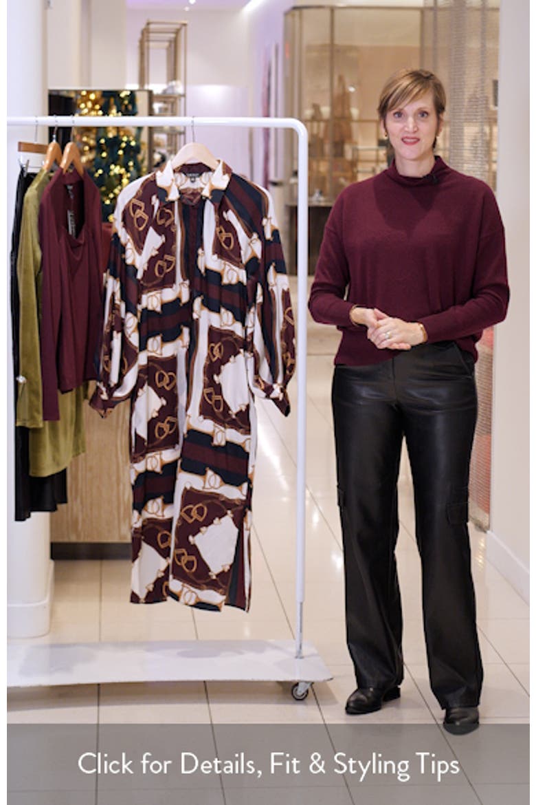 Equestrian Print Long Sleeve Twill Midi Shirtdress video