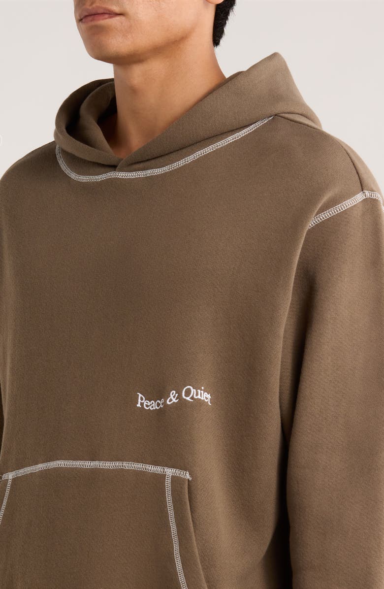 Museum of Peace & Quiet Wordmark Reverse Stitch Hoodie, Alternate, color, Brown