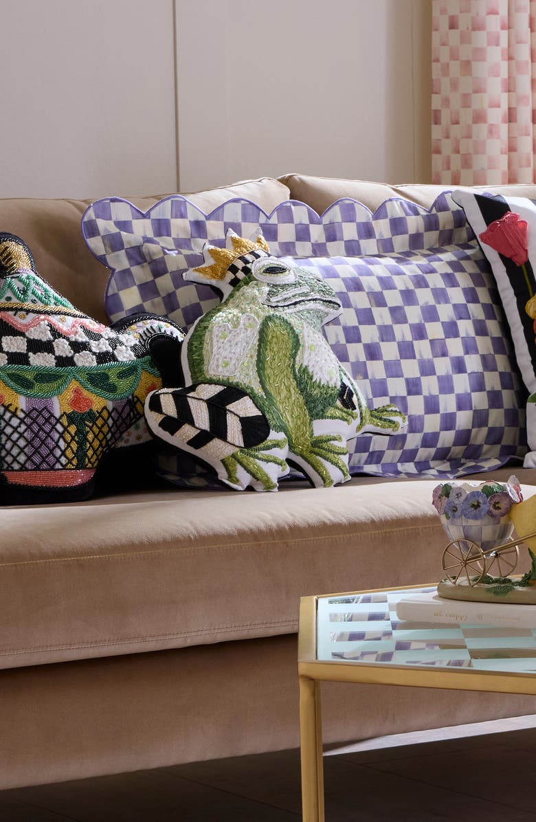 MACKENZIE CHILDS Frog Prince Shaped Throw Pillow, Alternate, color, Green