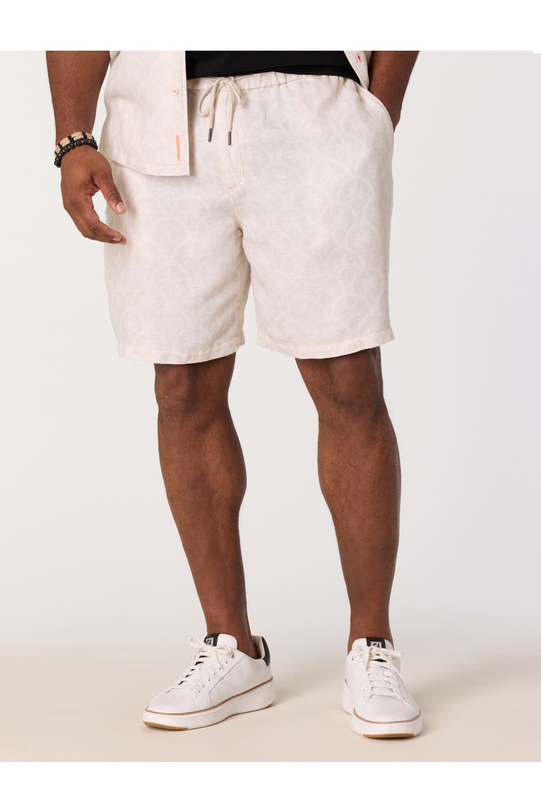 Big & Tall Brad Print Linen-Blend Shorts, Main, color, TAN