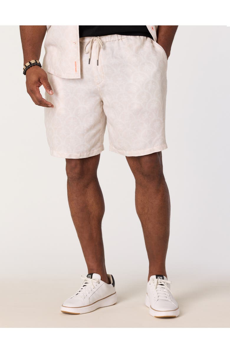 Psycho Bunny Big & Tall Brad Print Linen-Blend Shorts, Main, color, Tan