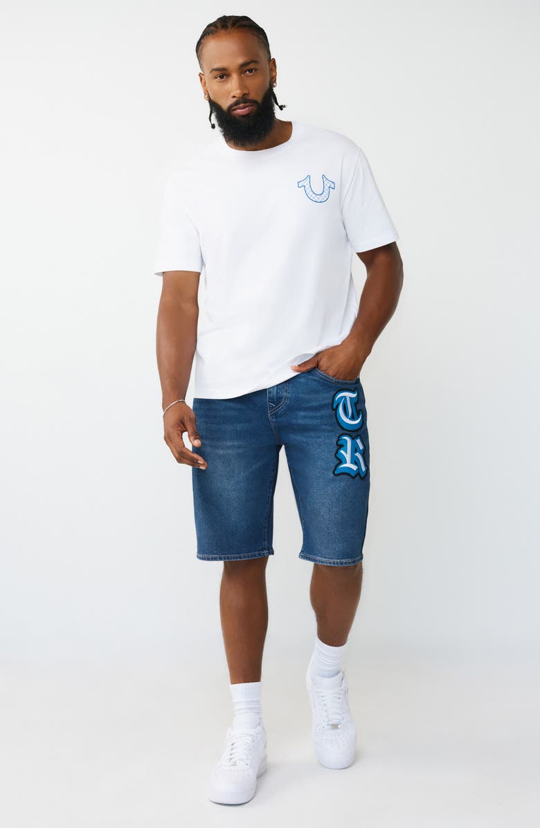 True Religion Bobby Initial Patch Shorts, Alternate, color, Medium Blaze Wash
