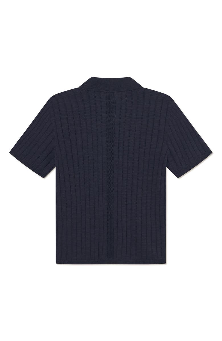 Les Deux Floyd Knit Short Sleeve Button-Up Shirt, Alternate, color, Dark Navy