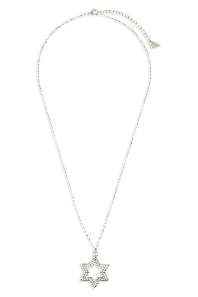 Pave Star of David Pendant Necklace, Alternate, color, SILVER