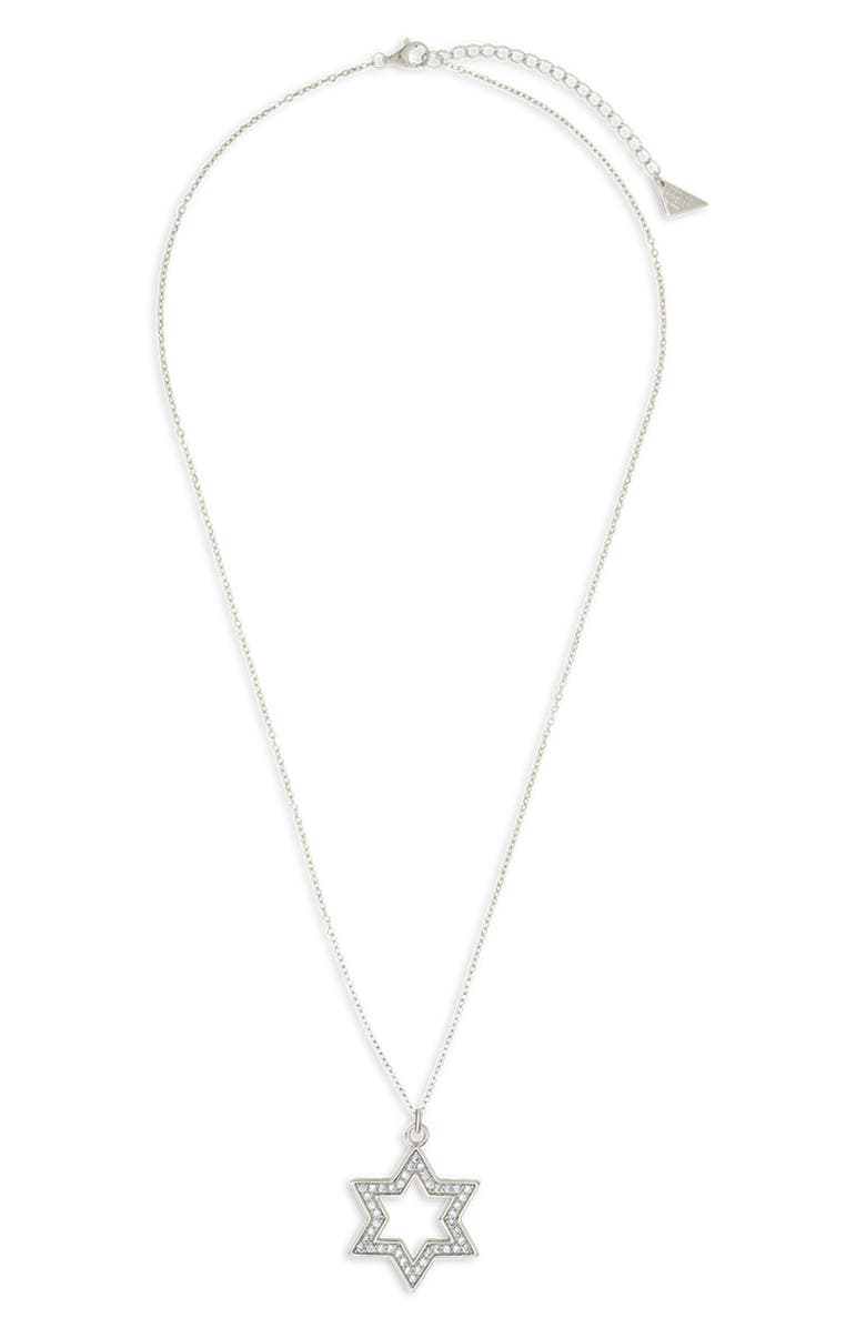 Sterling Forever Pave Star of David Pendant Necklace, Alternate, color, 