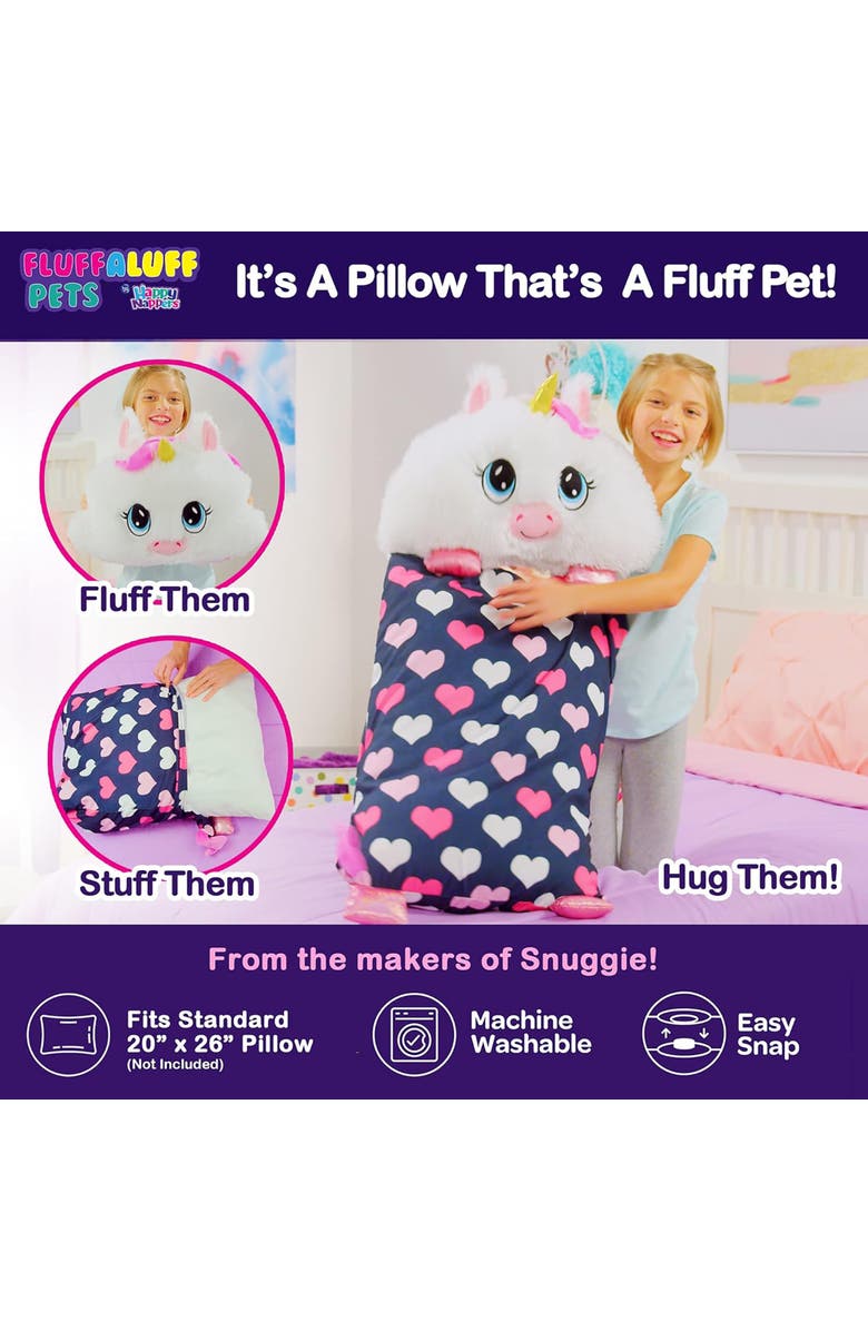 Happy Nappers FluffALuff Unicorn Plush & Pillowcase 2 In 1 Soft Toy Cover, Alternate, color, Multicolored